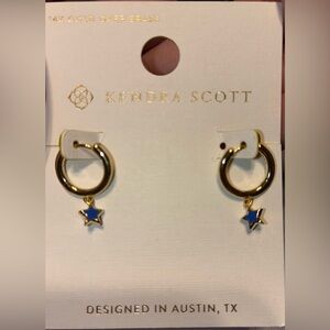 KENDRA SCOTT 14k Gold & Blue Star Huggie Huggy Open Hoop Earrings NEW NWT